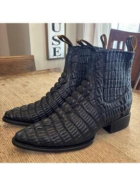 Diego's Boots Size 11.5 Caiman Crocodile Cowboy Black Made in Mexico 29.5